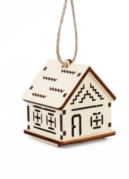 Kouzlo dřeva malý domeček s cik-cak vzory a LED svíčkou