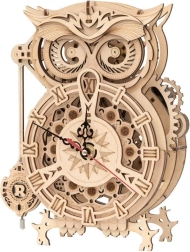 RoboTime 3D dřevěná mechanická skládačka Soví hodiny