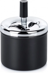 Kovová uzavíratelná otočná popelníčka černá 9,5 × 13 cm