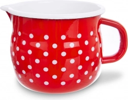 Smaltovaný hrnek s výlevkou červený s puntíky 1,9 l