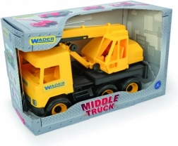 Plastový jeřáb Middle Truck 40 cm, žlutý – WADER