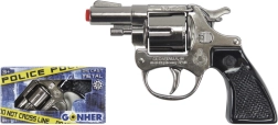 Policejní kovový revolver na kapslíky, stříbrný (8 ran)