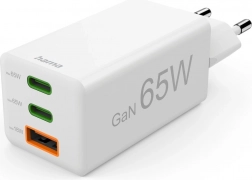 Nabíječka do sítě Hama GaN 65 W s Power Delivery a Quick Charge, 2× USB‑C + 1× USB‑A