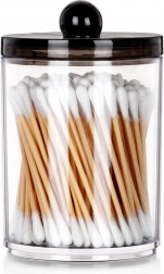 Akrylový zásobník na vatové tyčinky a kosmetické tampony s víčkem