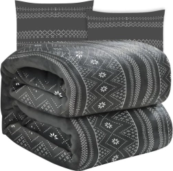 měkká zimní deka se dvěma povlaky na polštář RUHHY, šedá 160 × 200 cm