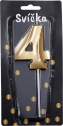 Párty svíčka číslo 4 zlatá