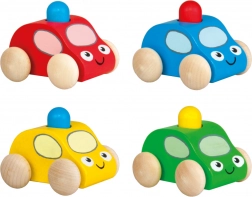 Pískací dřevěné auto s majákem – zelené