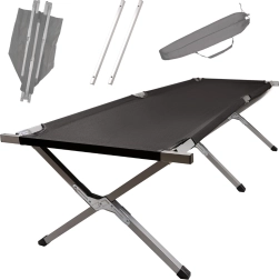 Skládací kempingové polní lůžko XXL – Černé