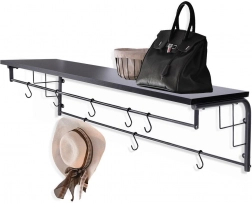 Nástěnný věšák s policí, černý