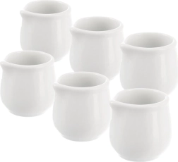 Porcelánové mini konvičky na mléko MONA, bílá, 20 ml, sada 6 ks