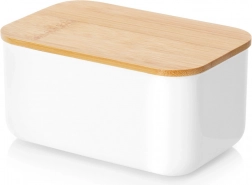 Maselnice z oceli v bílé barvě s bambusovým víčkem