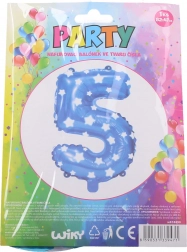 Nafukovací balónek číslo 5 modrý s hvězdičkami