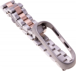 Kovový náramek pro Xiaomi Mi Band 3/4 – stříbrno-růžově zlatý