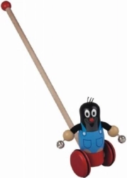 Dřevěná tlačná hračka Krteček s rolničkami