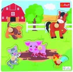 Dřevěná mini skládačka Farma, 5 dílků