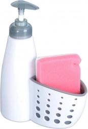 Dávkovač na mycí prostředek s držákem na houbičku 370 ml, bílý