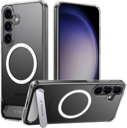 Průhledné magnetické pouzdro TORRAS Pstand se stojánkem pro SAMSUNG S25+