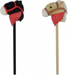 Plyšový kůň na tyči se zvukem 80 cm, černý