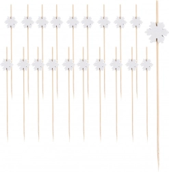 Bambusové párty napichovátka se sněhovou vločkou 12 cm, 20 ks