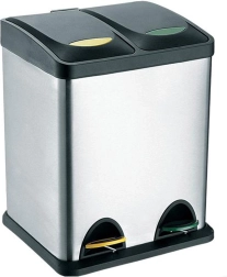 Koš na tříděný odpad TORO 16 l, nerez a plast, stříbrná/černá