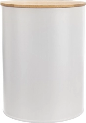 Kuchyňská dóza na potraviny z bílého kovu s bambusovým víkem 2,3 l