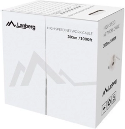 Síťový kabel Lanberg UTP Cat 5e, 100% měď, 305 m, žlutý