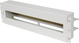 Panel distribuce napětí 3U pro 19" rack se šínou DIN TS-35, šedý