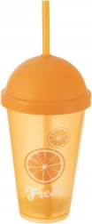 Plastový kelímek s víčkem a slámkou 450 ml