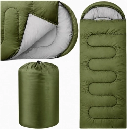 Turistický spacák mumie 2v1 s kapucí 210 × 70 cm, zelený