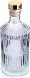 Skleněná lahev s korkem 250 ml, žebrovaná, se zlatým uzávěrem