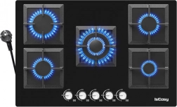 IsEasy skleněný plynový sporák s pěti zónami