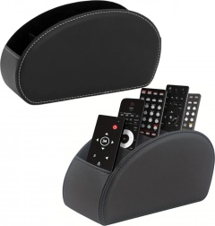 Organizer na dálkové ovladače z 5 přihrádkami černý ekokůže
