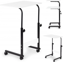 Mobilní stolek na notebook na kolečkách - bílý