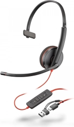 Jednostranná sluchátka Poly Blackwire 3210 USB-C + USB-C/A