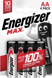 Alkalické baterie LR6/AA Energizer MAX, balení 4 ks
