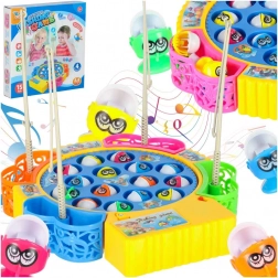 Rodinná hra chytání rybiček, 15 rybek a 4 pruty