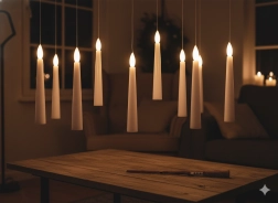Sada 10 visících LED svíček s kouzelnou hůlkou 1,5 × 15,5 cm