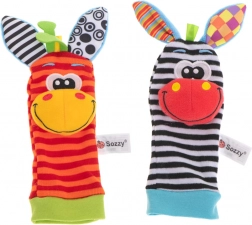 Barevné dětské chrastící ponožky se zvířátky, 2 ks