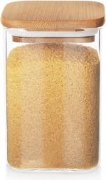 Skleněná nádoba na sypké potraviny s bambusovým víčkem a těsněním 1,1 l