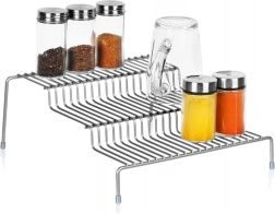 Kuchyňská kovová police šedá, 3 úrovně, 28 × 26 × 11 cm
