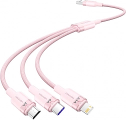 USB kabel 3v1 6A, 1,5 m, růžový – VENTION