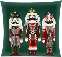 Pluszový povlak na polštář 40 × 40 cm s motivem NUTCRACKER – Zelená