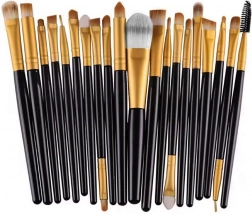 Sada make-up štětců 20 ks se syntetickým vlasem a pouzdrem