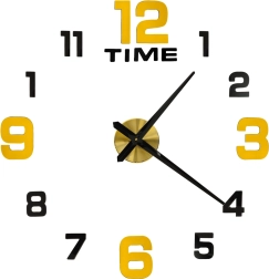 Nástěnné samolepicí hodiny DIY 100–120 cm, černo‑zlaté, 12 číslic