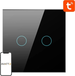 Chytrý nástěnný vypínač Zigbee AVATTO, 2kanálový, pro TUYA/Smart Life, černý