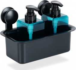 Černá nástěnná sprchová polička s přísavkami 23,5 × 13,5 × 15 cm VILDE