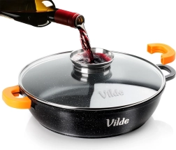 Hluboká granitová pánev se skleněnou poklicí TERRUNA AROMA 24 cm, 2,1 l