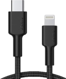 Kabel Lightning na USB-C 1,2m nylonový opletený černý