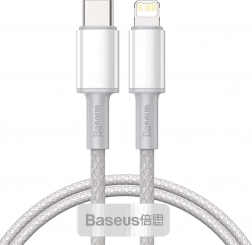 Baseus opletený kabel USB‑C na Lightning 20W PD, 1 m, bílý