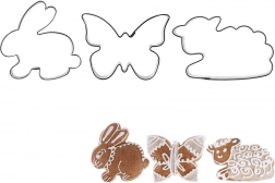 Sada nerezových vykrajovátek na sušenky zajíček, motýl a ovečka – 3 ks